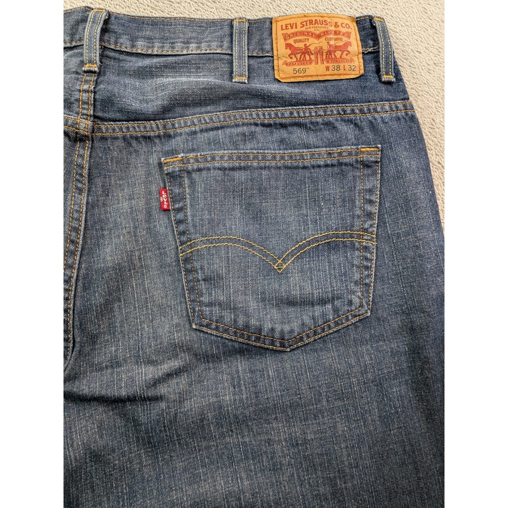 Levis 569 Loose Straight Leg Jeans Mens 38x32 Blue Denim Medium Wash 100% Cotton